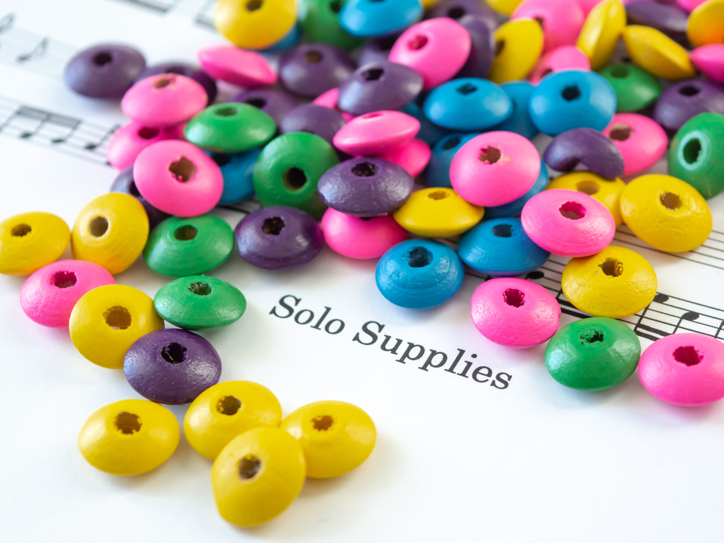 6x14mm Colorful Wooden Beads, Saucer Shaped Rondelle