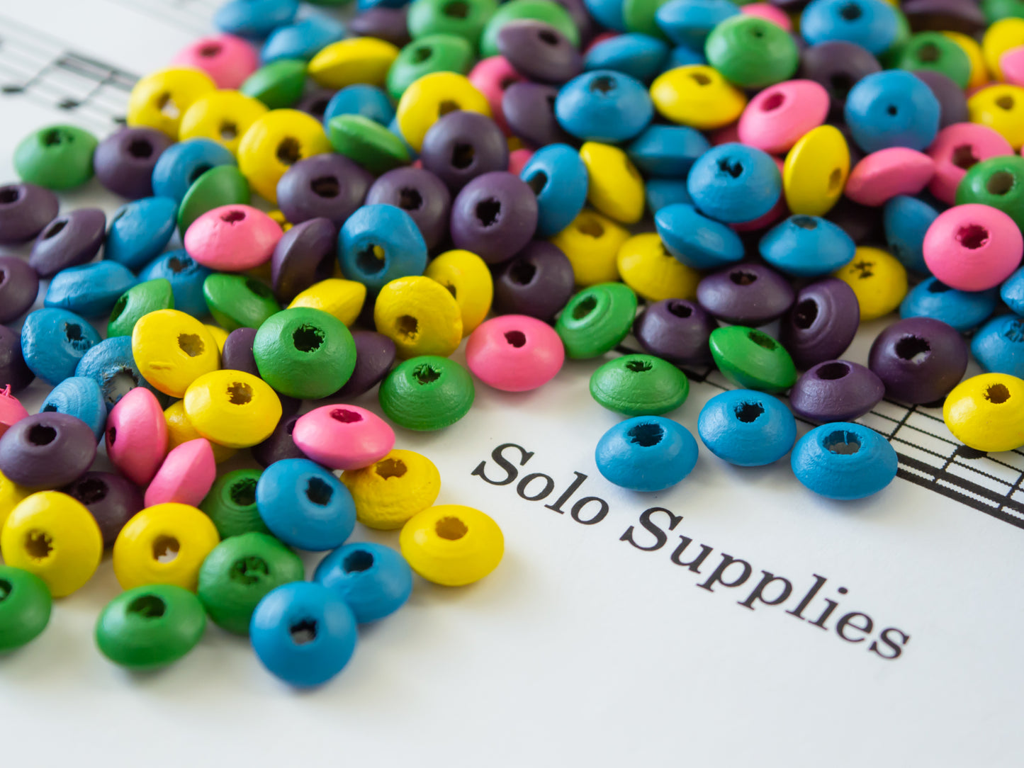4x8mm Colorful Wooden Beads, Saucer Shaped Rondelles