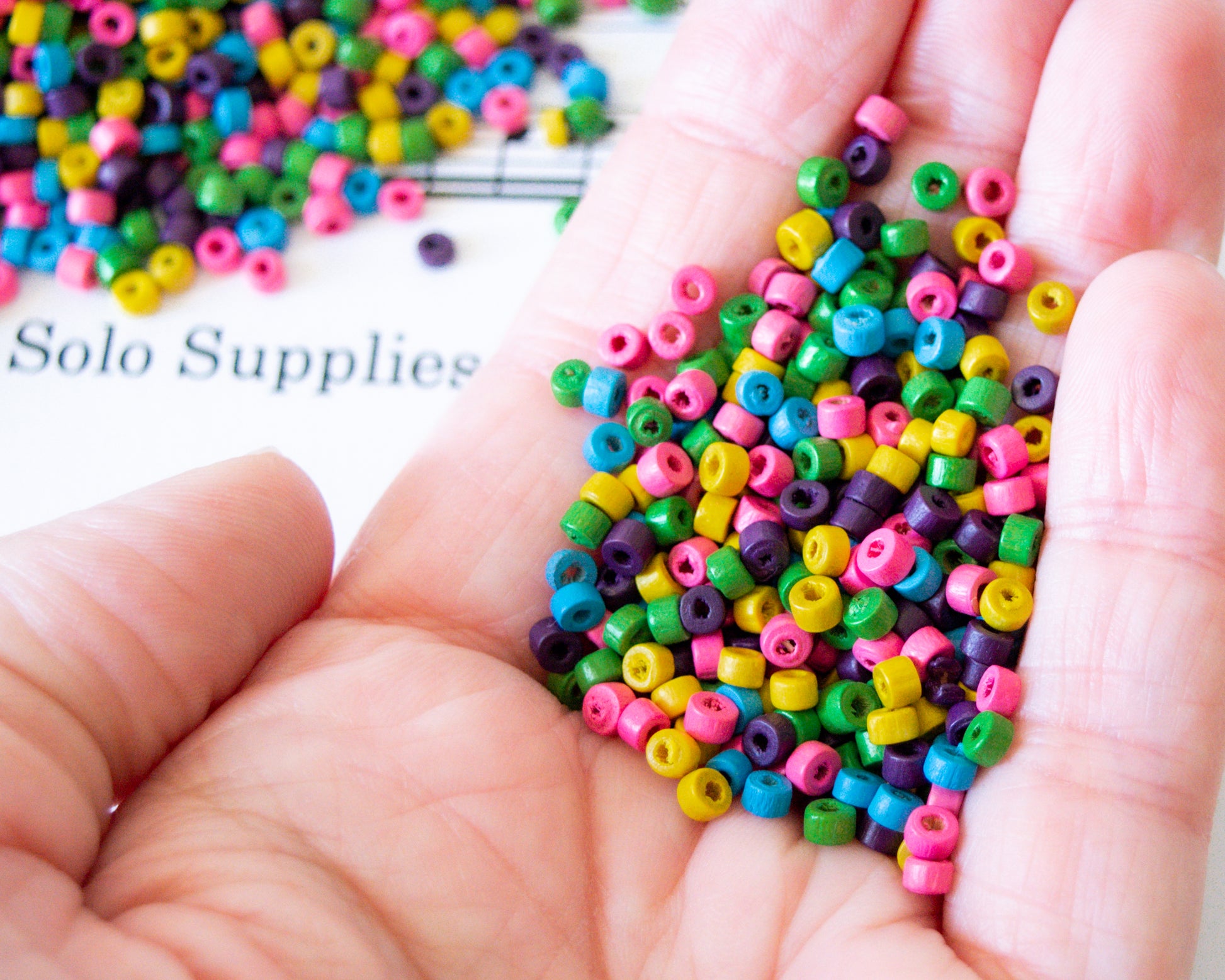 2x3mm Colorful Wooden Beads, Tiny Tube/Heishi Shape