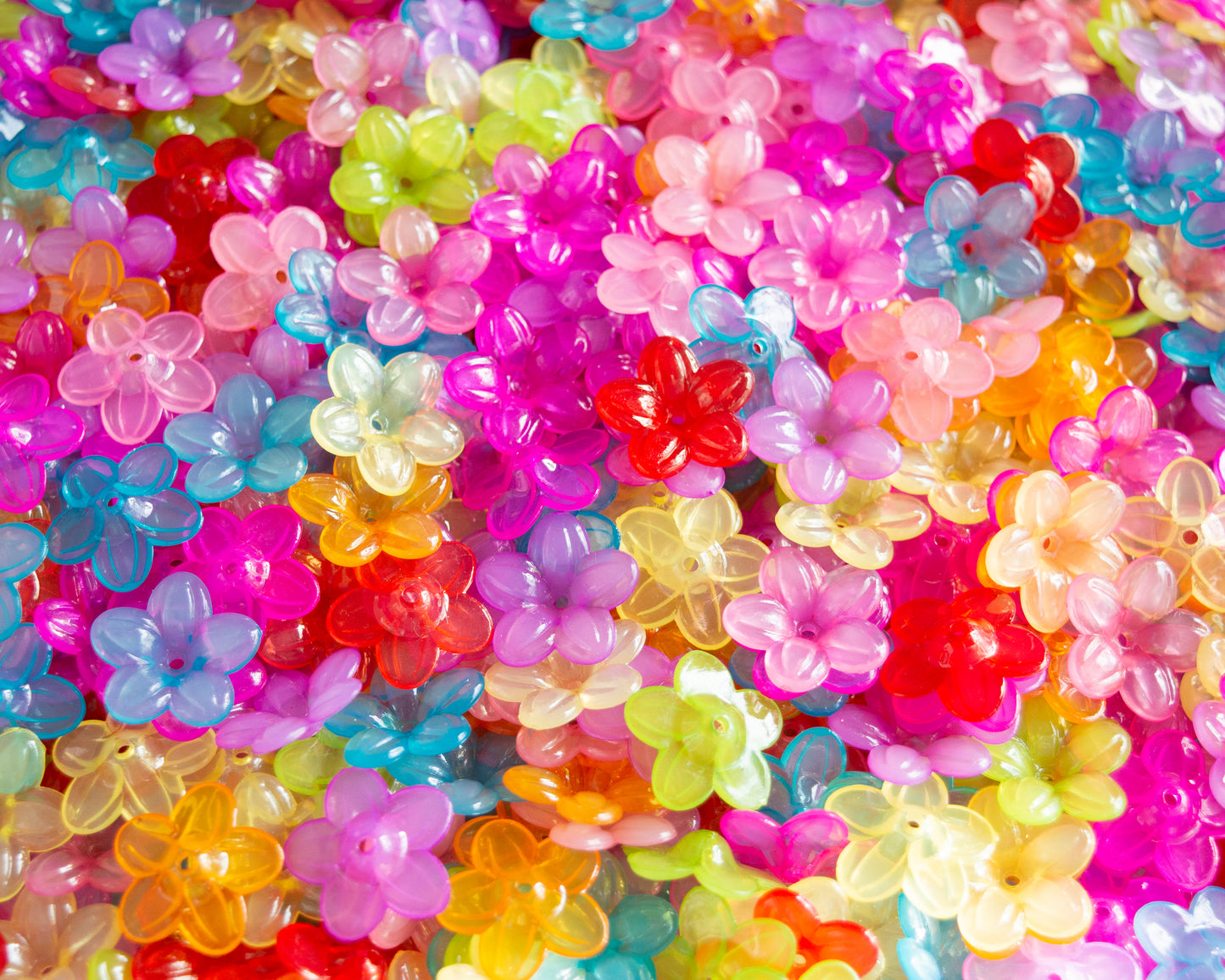 6.5x21mm Colorful Flower Beads, Shiny Finish