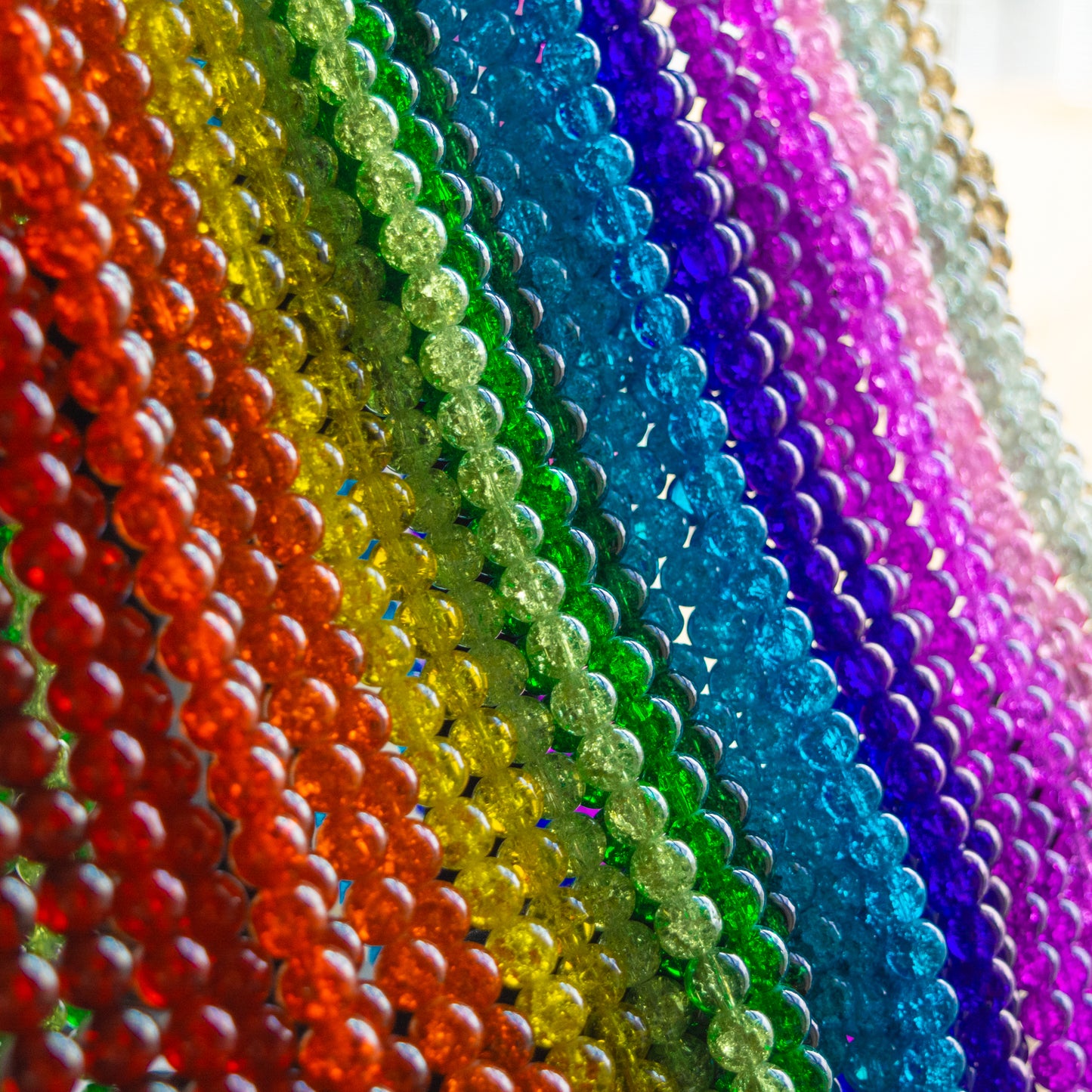 9.5x10mm Crackle Glass Beads 30" Strand, Choose Your Color