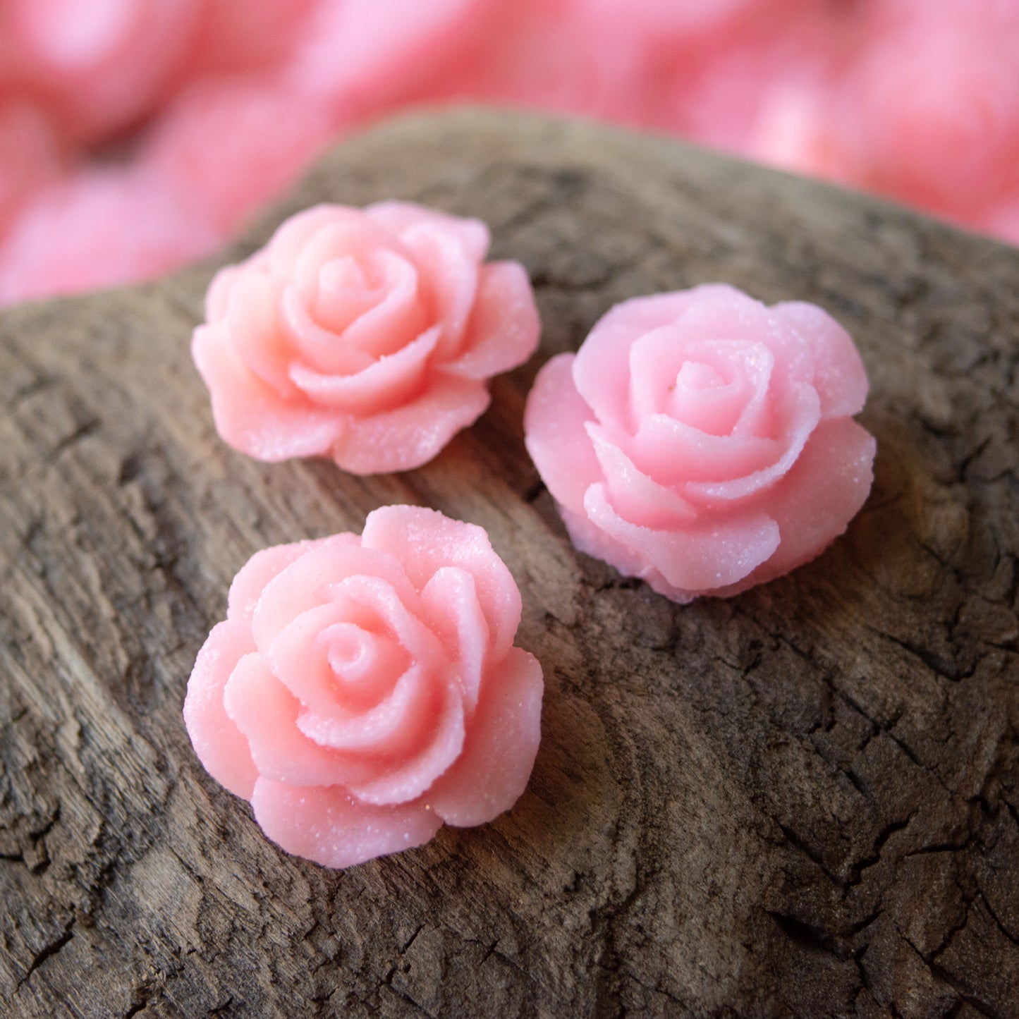20mm Glitter Rose Cabochons in Pinks