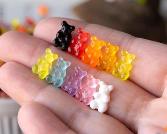Mini Gummy Bear Cabochons 12x7mm In Colorful Resin
