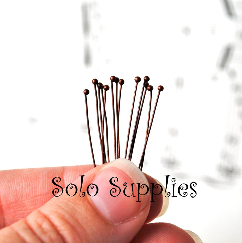 Ball Headpins in Gold, Silver, Gunmetal, Antiqued Bronze or Antiqued Copper