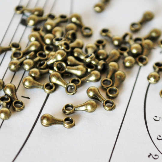 Tiny Weight Charms 6.5mm Long for Dangles or Extender Chains, Fringe Beads, Drops, Etc