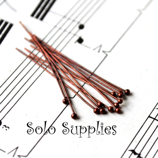 Ball Headpins in Gold, Silver, Gunmetal, Antiqued Bronze or Antiqued Copper