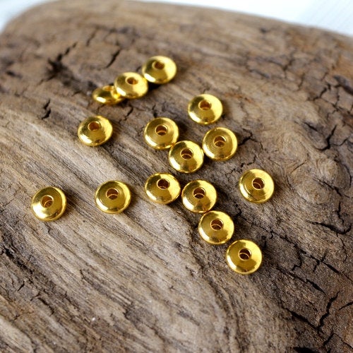 5x2mm Brass Rondelle Spacer Beads with Shiny Gold Finish, 50pc