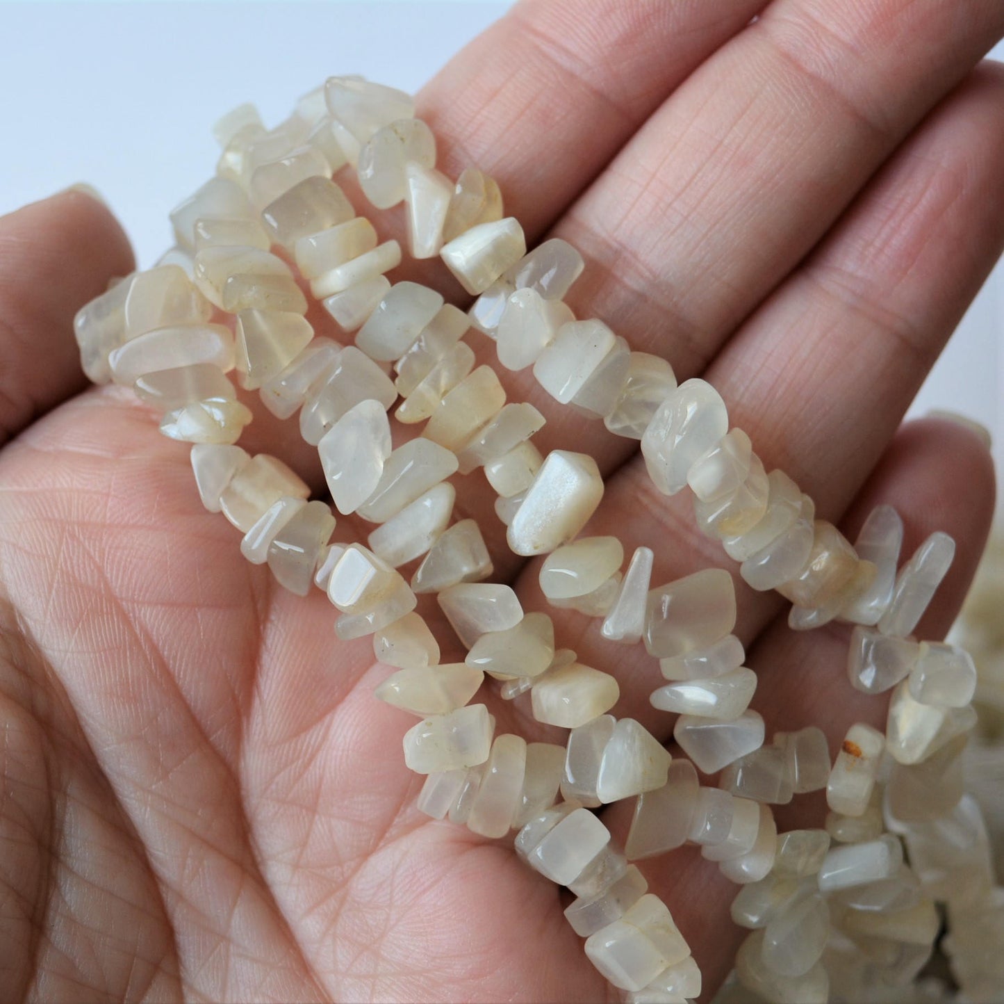 Moonstone Chip Beads, Natural, 34" Strand