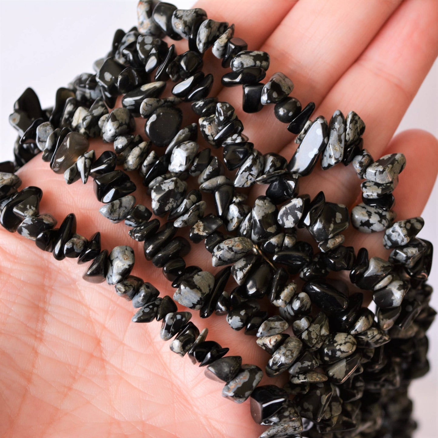 Snowflake Obsidian Natural Gemstone Beads  34" Strand