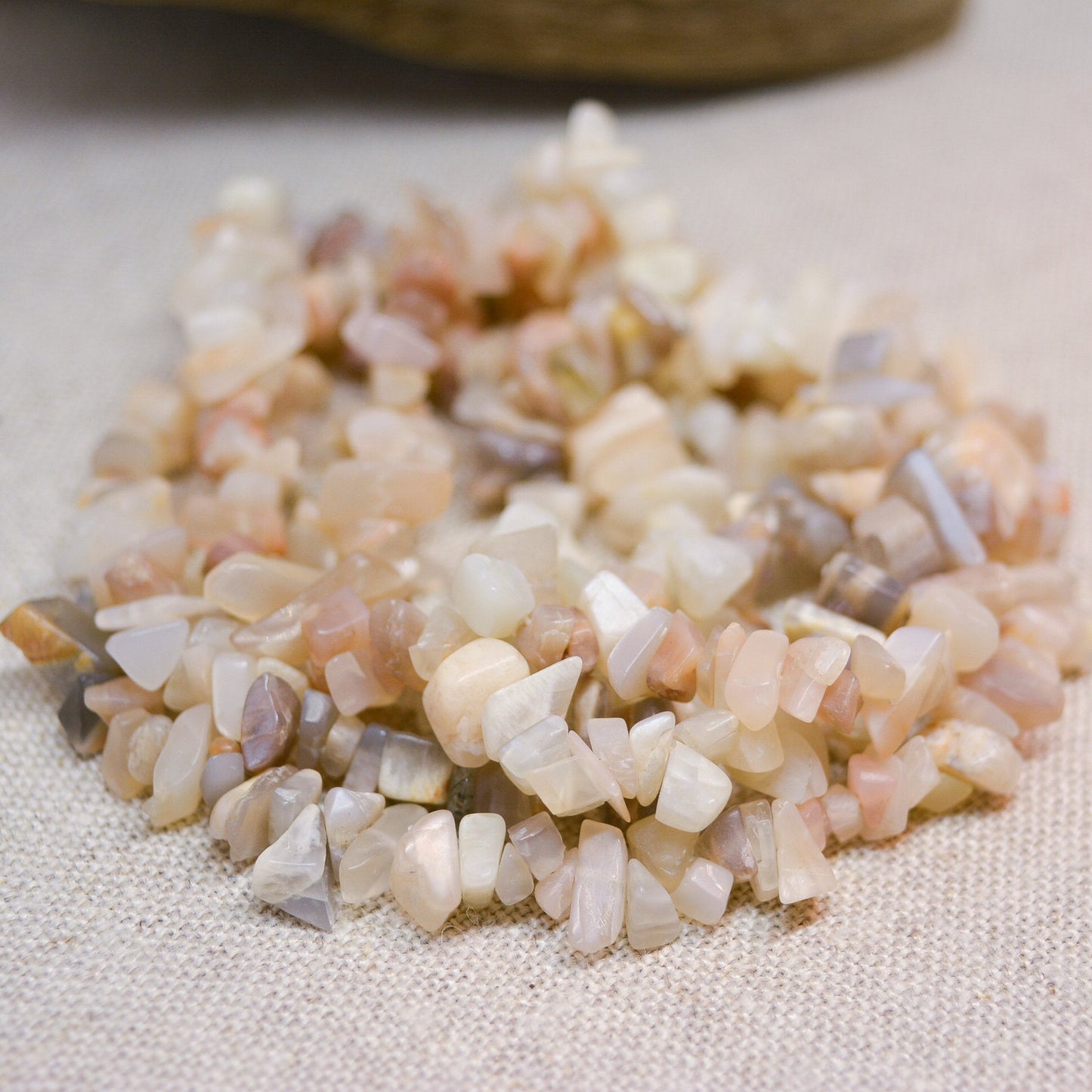 Multi-Moonstone Mini Chip Beads, Natural, 34" Strand