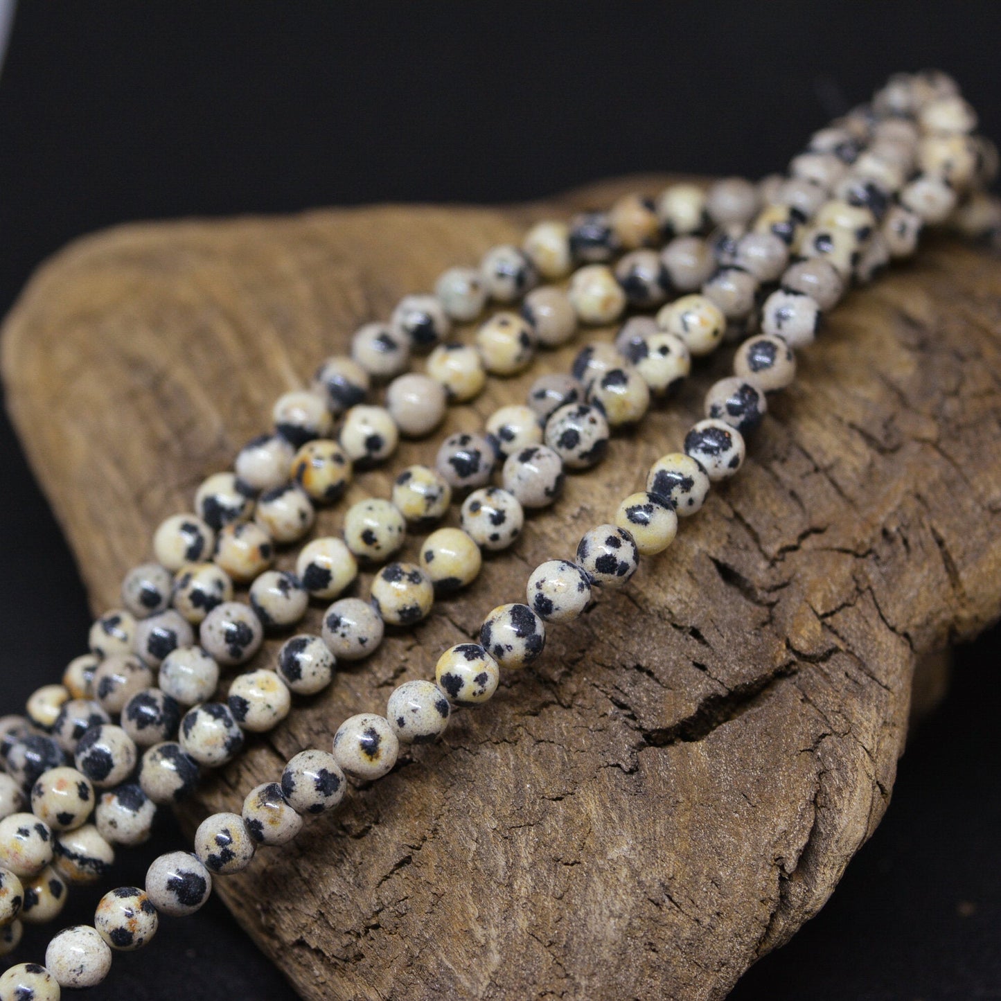 Dalmatian Jasper Beads, Choose 4mm, 6mm, or 8mm 15" Strand