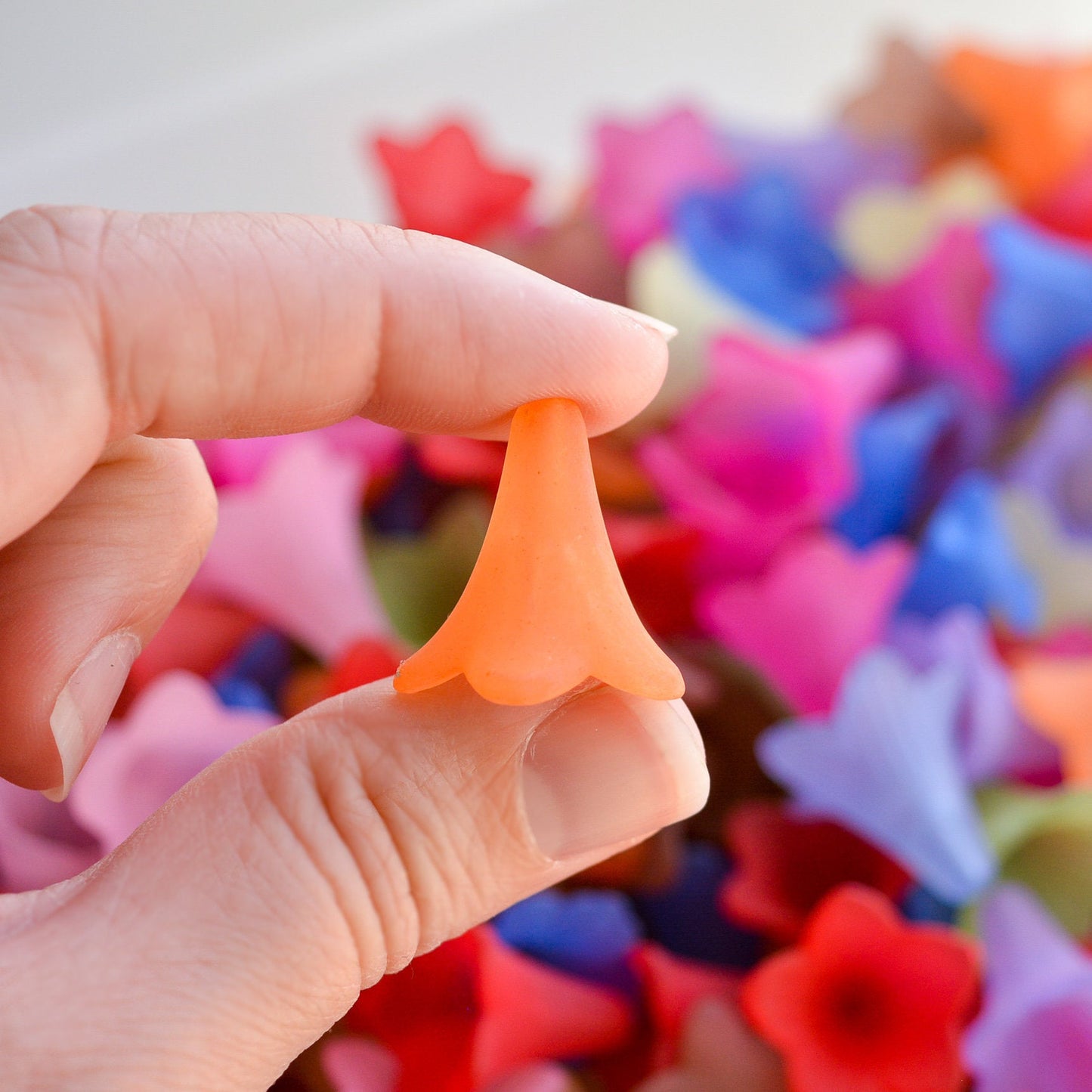 22x22mm Trumpet Flower Beads in Colorful Frosted Acrylic