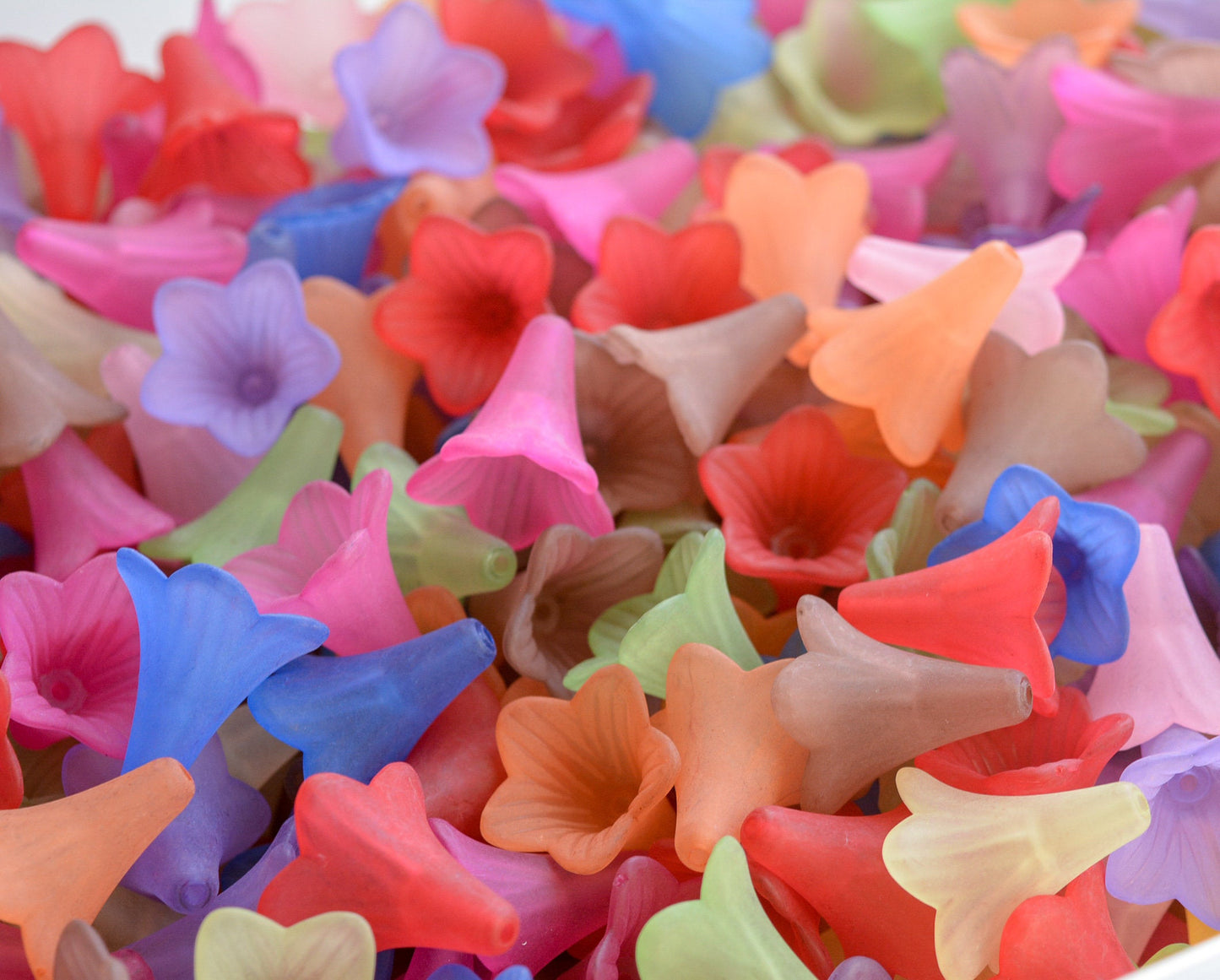 22x22mm Trumpet Flower Beads in Colorful Frosted Acrylic