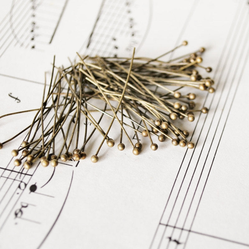 Ball Headpins in Gold, Silver, Gunmetal, Antiqued Bronze or Antiqued Copper