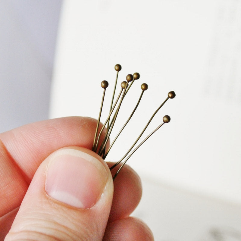 Ball Headpins in Gold, Silver, Gunmetal, Antiqued Bronze or Antiqued Copper