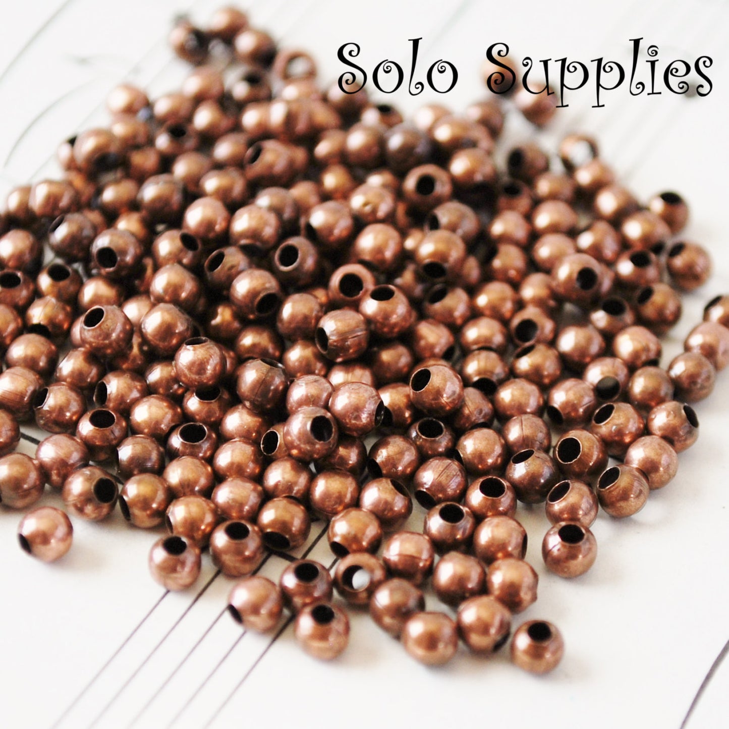 3mm Antiqued Copper Color Round Beads