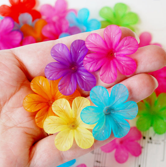 Lucite, frosted acrylic, flower beads Lucite, frosted acrylic, flower beads