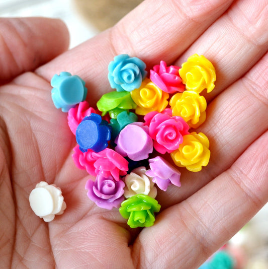 10mm Rose Cabochon in Colorful Resin