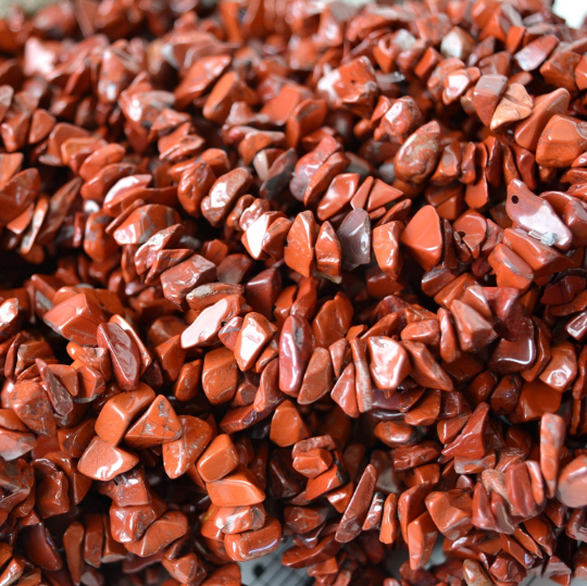 Red Jasper Natural Gemstone Chip Beads, 34" or 16" Strand